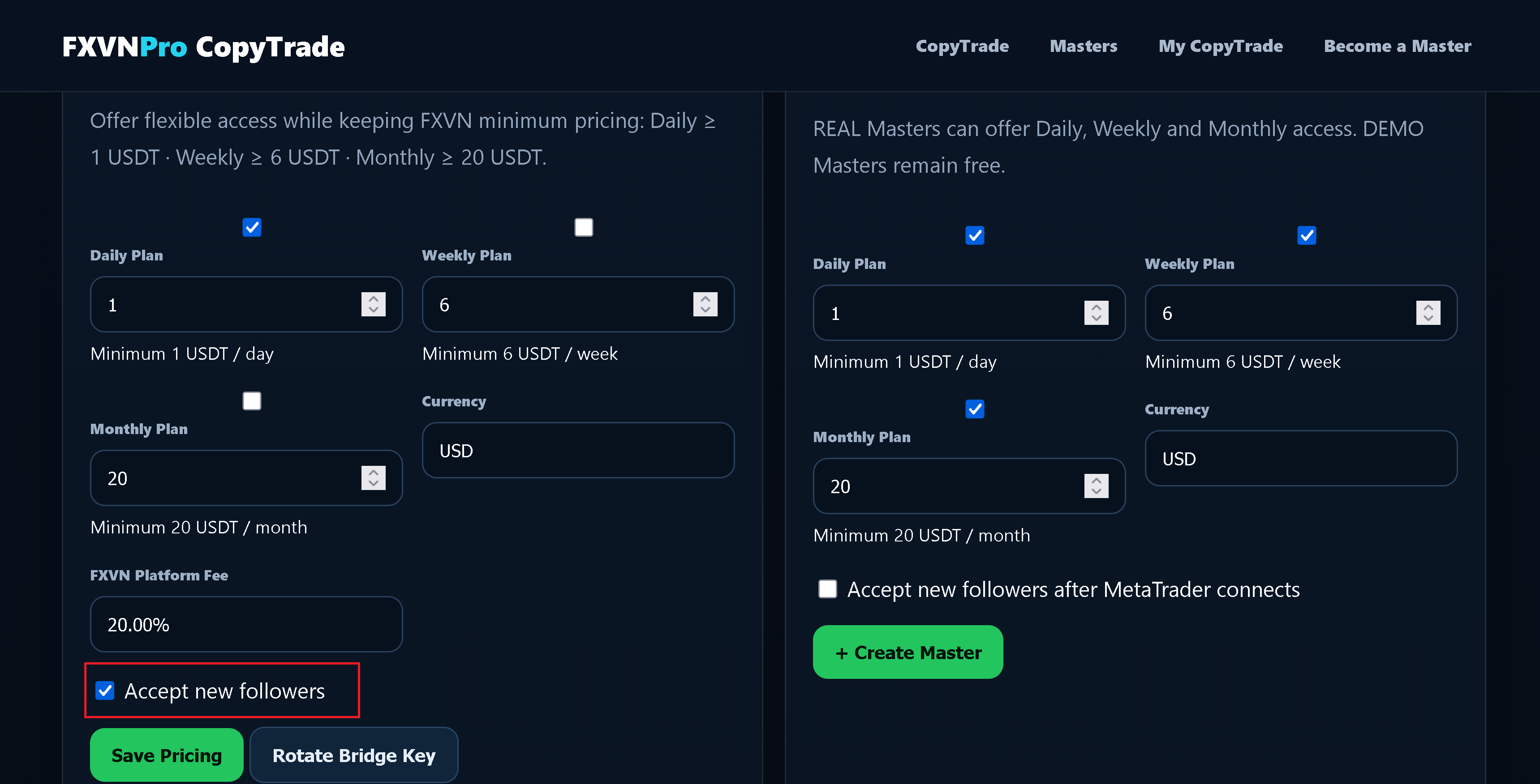 Review and save the Master plan configuration