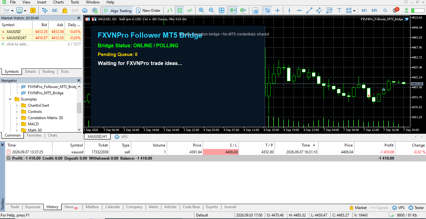 VIP follower MT5 execution