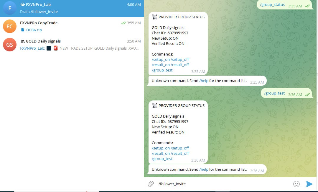 FXVNPro Provider group status example