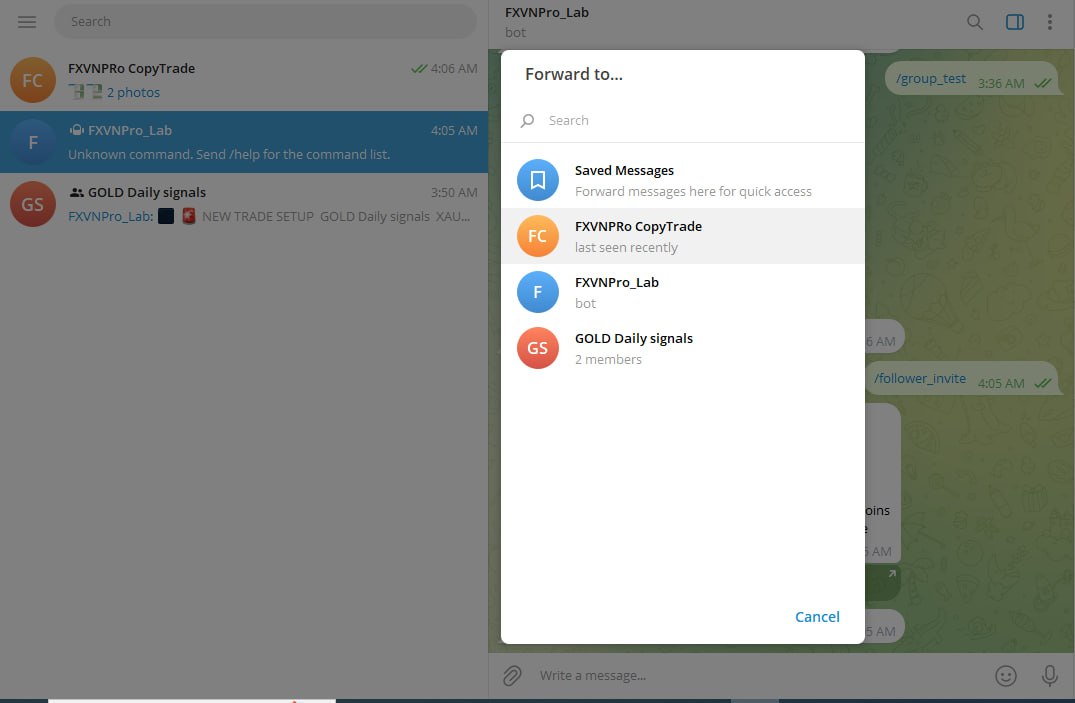 Share FXVN follower invite with VIP member