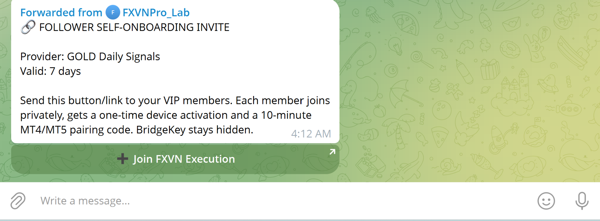 FXVNPro follower self-onboarding invite