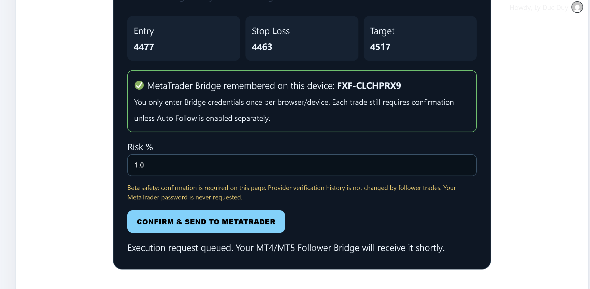 FXVNPro execution request queued