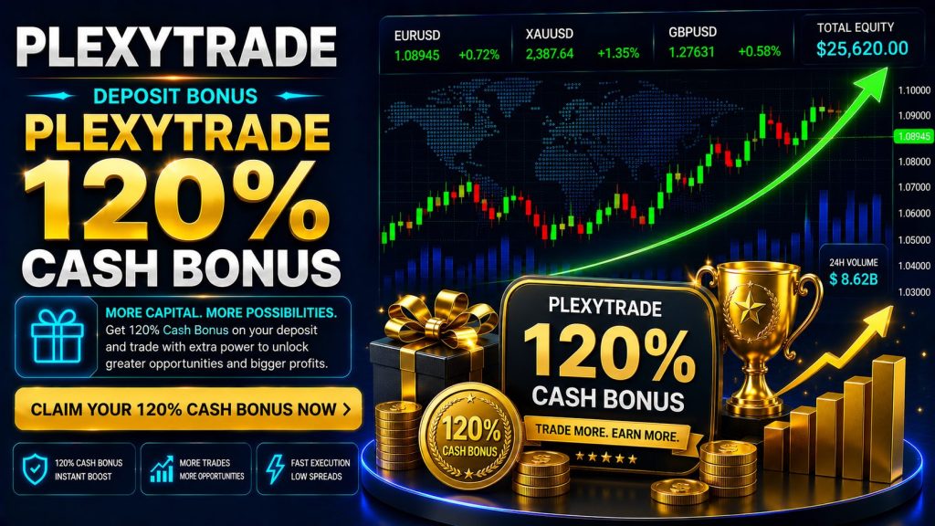 PlexyTrade 120% Cash Bonus