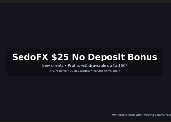 SedoFX $25 No Deposit Bonus