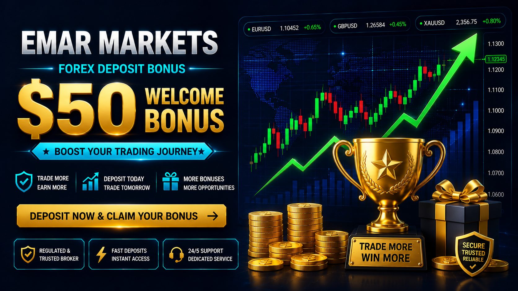 Emar Markets $50 Welcome Bonus