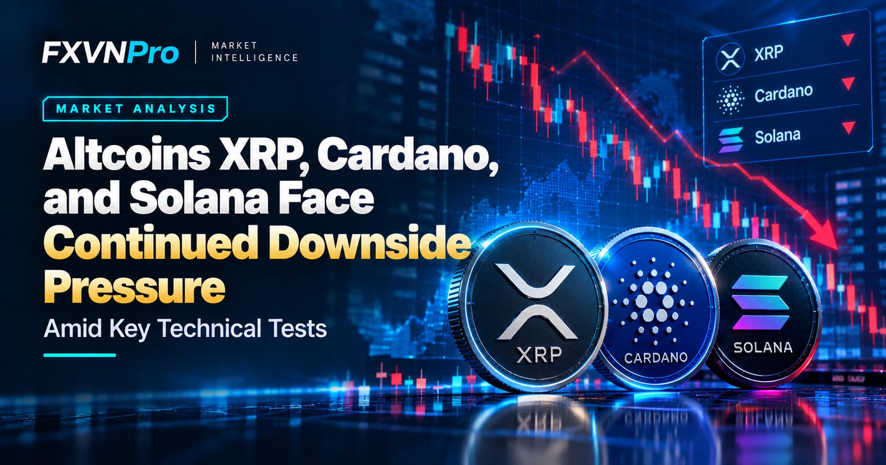 Altcoins XRP, Cardano, and Solana Face Continued Downside Pressure Amid Key Technical Tests