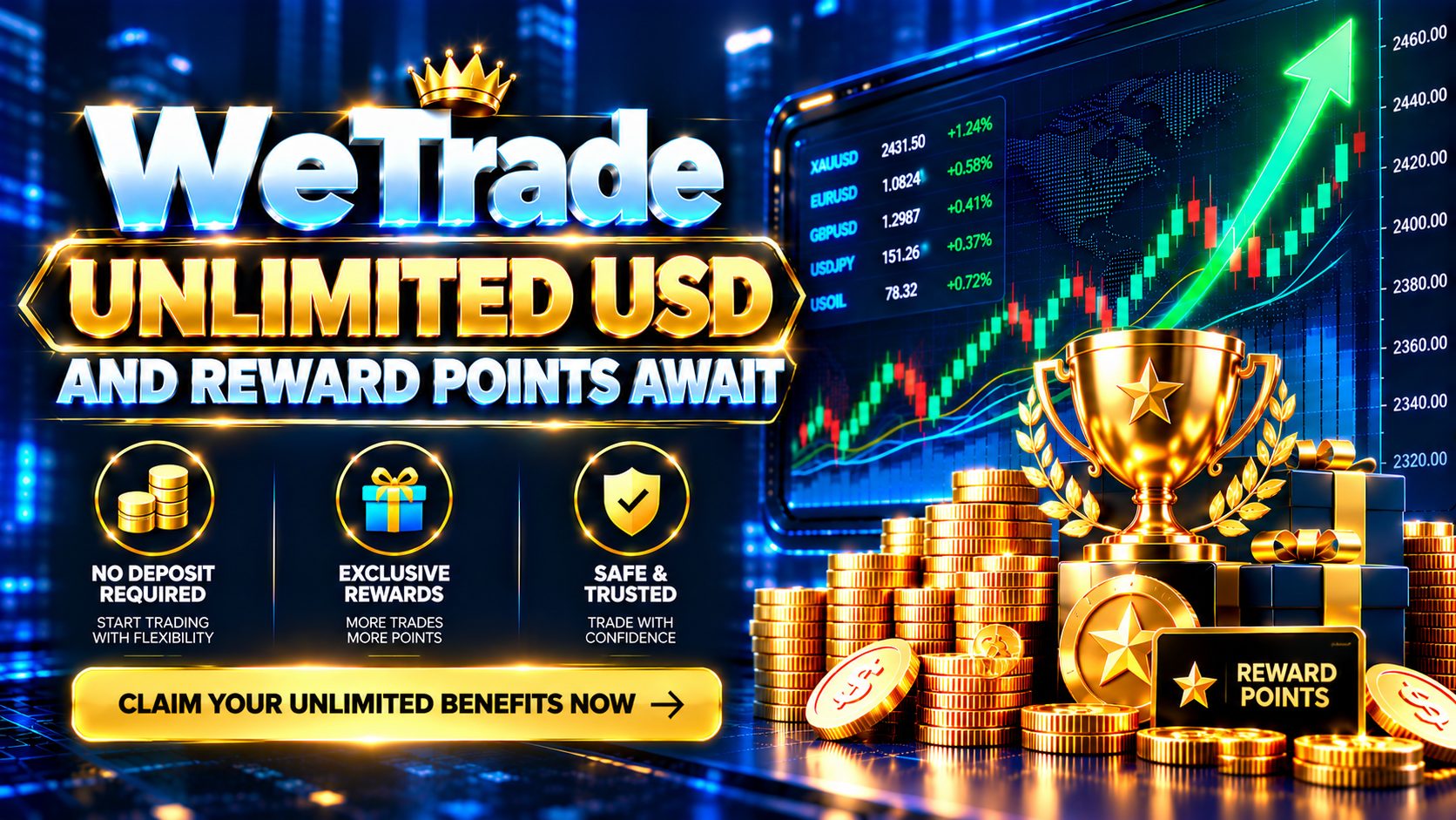 Wetrade Unlimited USD and Reward Points Await